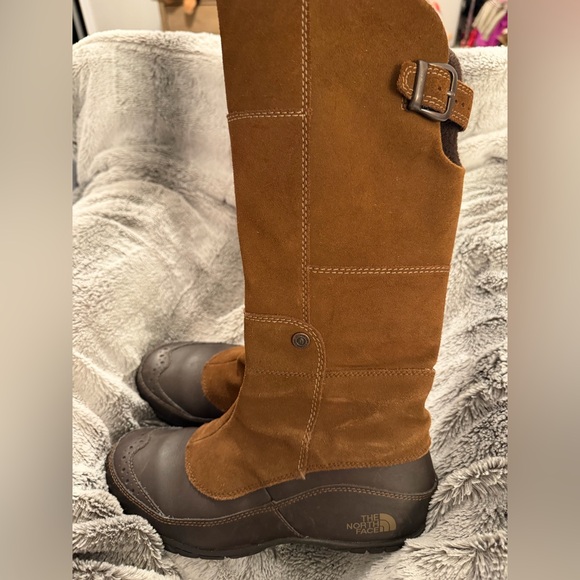 The North Face Brown Leather Tall Riding Hiking Winter Boots Size 7 - Picture 6 of 9